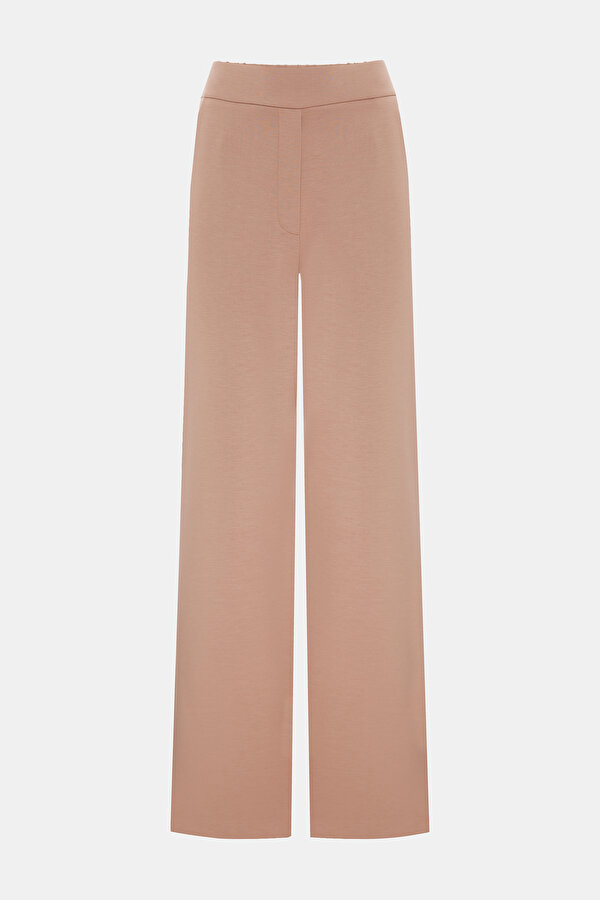 BEIGE WIDE LEG SPORTS TROUSERS
