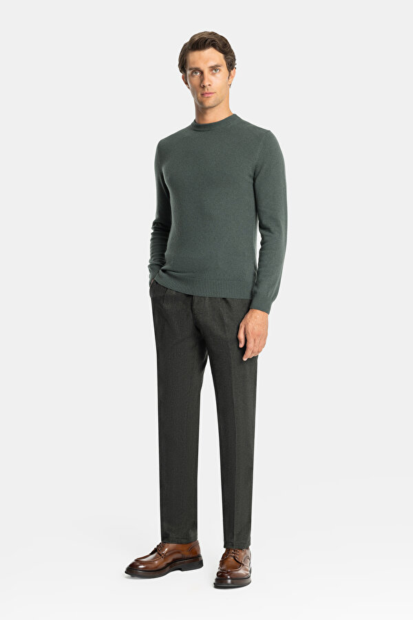 DARK GREEN HERRINGBONE TROUSERS