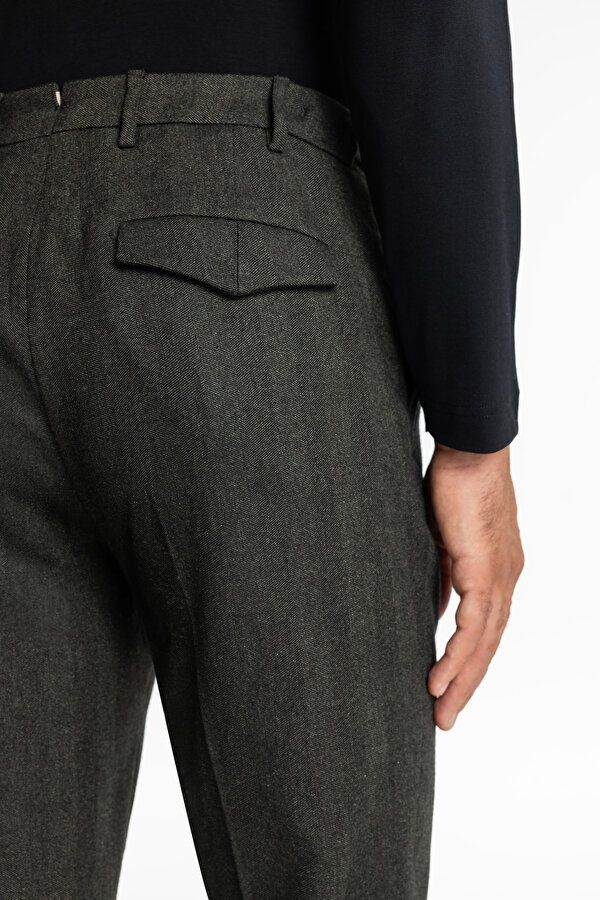 DARK GREEN HERRINGBONE TROUSERS 6