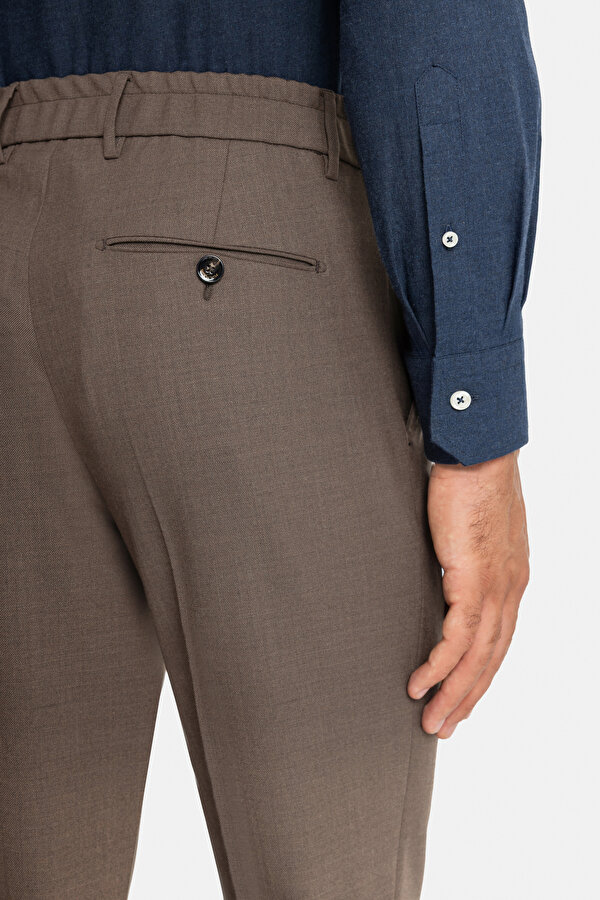 TEK PİLELİ BELİ İPLİ VE LASTİKLİ TEKNİK YÜN PANTOLON 6