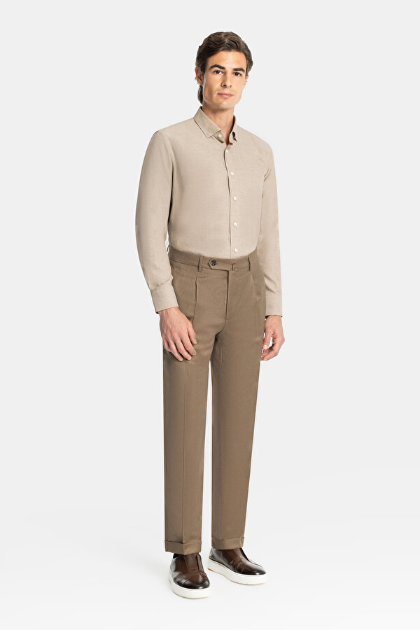 TEK PİLELİ TWILL YÜN PANTOLON