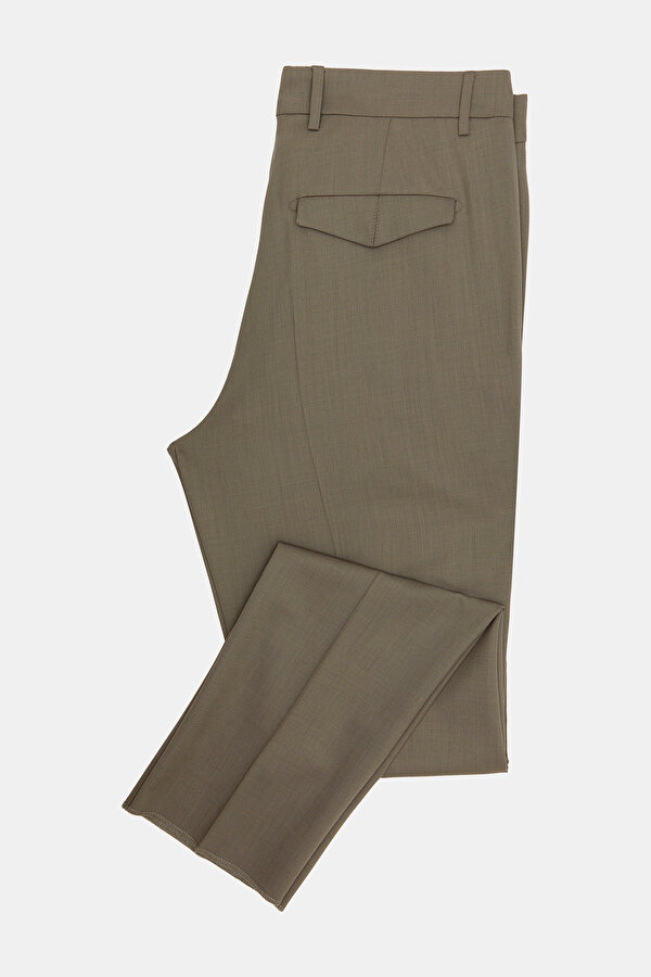 TEK PİLELİ BELİ LASTİKLİ VE İPLİ SERJ PANTOLON 6