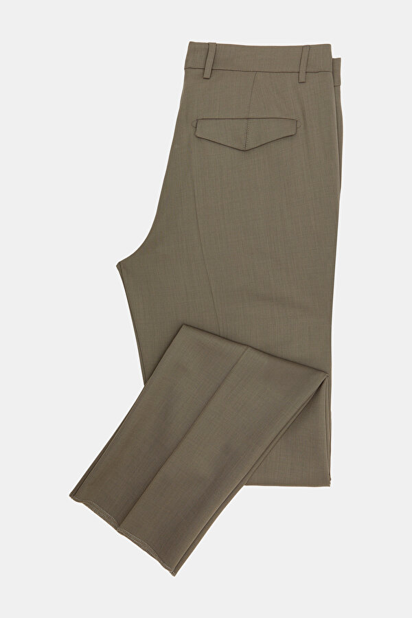 TEK PİLELİ BELİ LASTİKLİ VE İPLİ SERJ PANTOLON 7