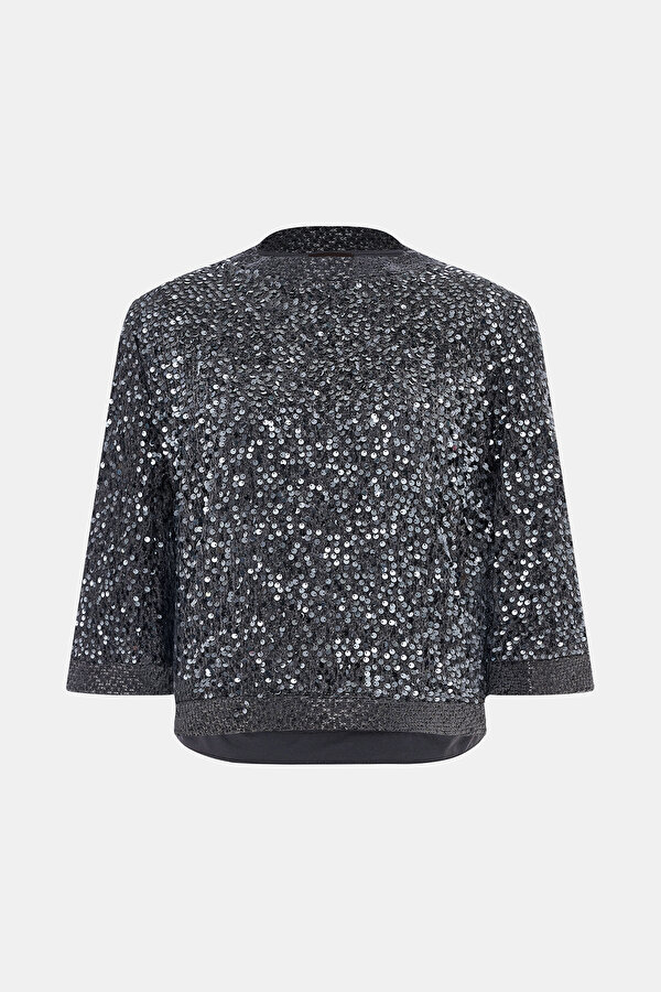 GREY BASIC / ROUND NECKLINE 3/4 SLEEVES BLOUSE 7