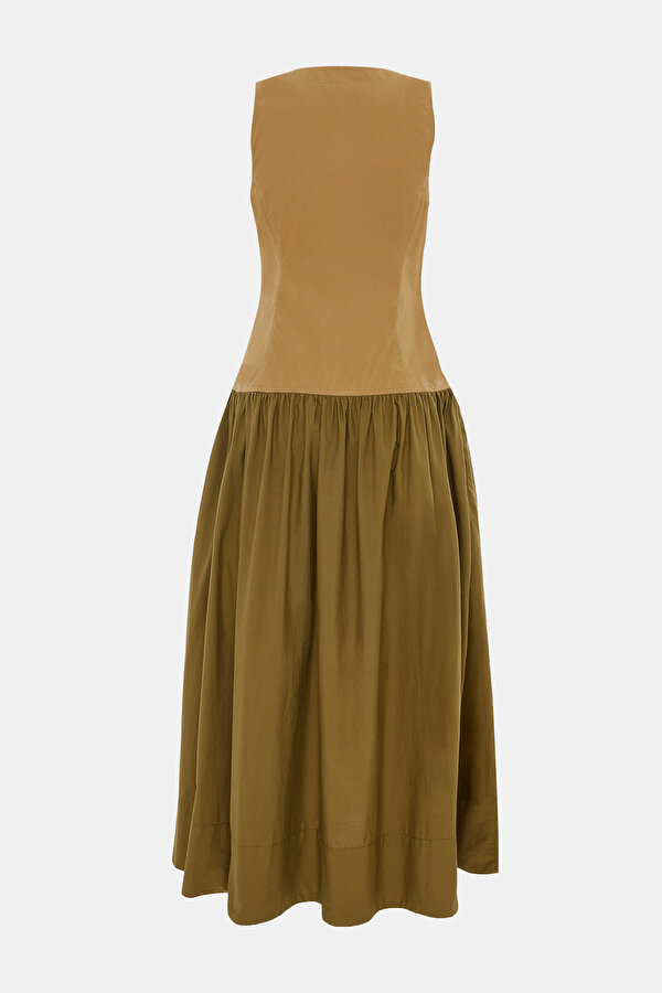KHAKI MIDI DRESS 2