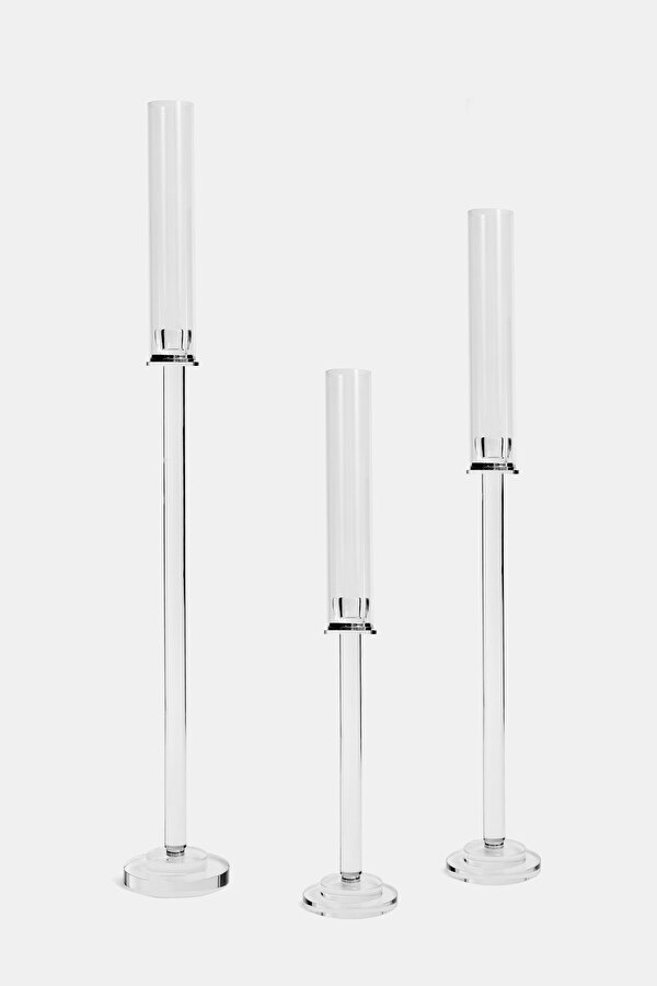 3-PIECE CRYSTAL CANDLESTICK SET