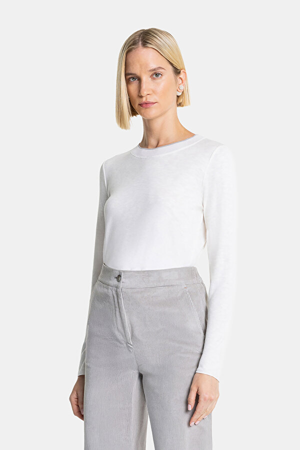 ECRU BASIC / ROUND NECKLINE LONG SLEEVE TSHIRT
