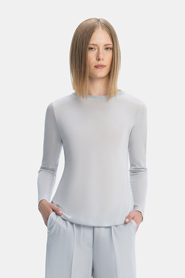 GREY BASIC / ROUND NECKLINE LONG SLEEVE TSHIRT