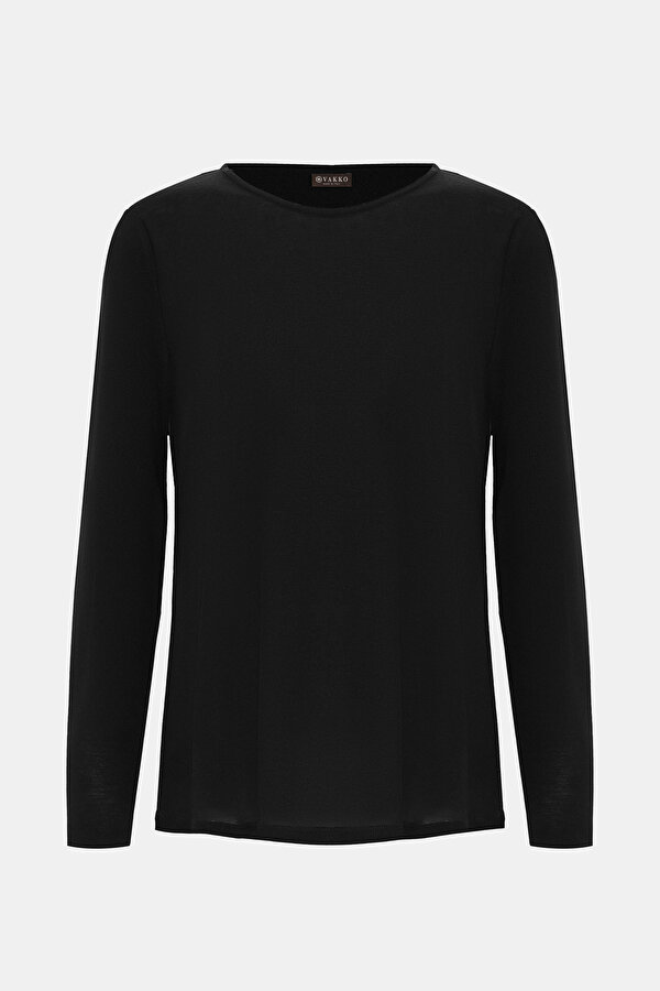 BLACK BASIC / ROUND NECKLINE LONG SLEEVE TSHIRT