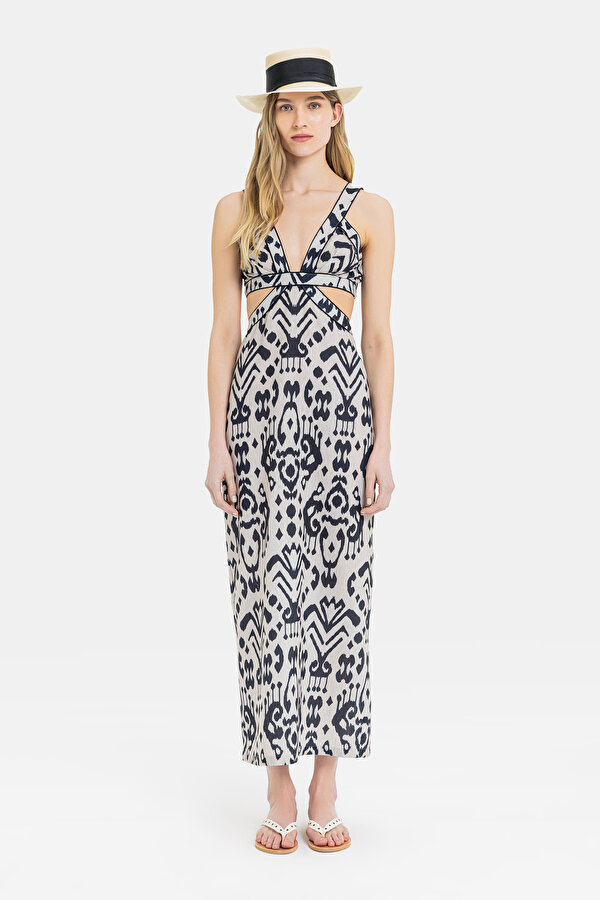 ECRU SLEEVELESS SUSPENDER DRESS