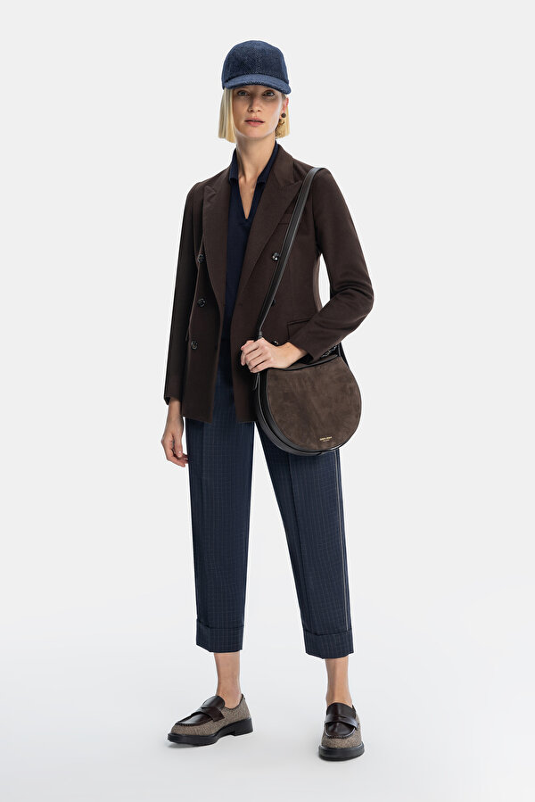 BROWN SURPLICE NECKLINE (CROSS-OVER NECKLINE) JACKET