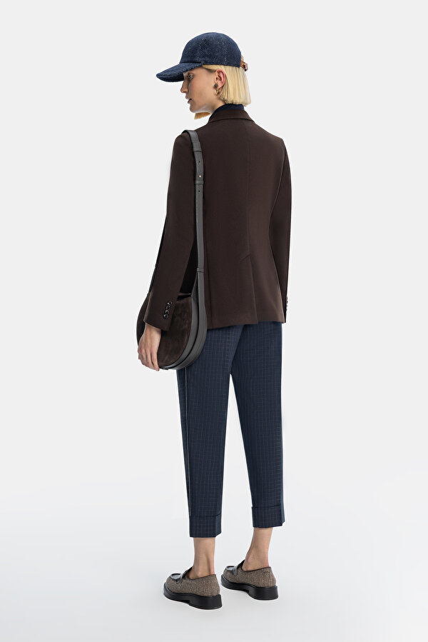 BROWN SURPLICE NECKLINE (CROSS-OVER NECKLINE) JACKET 2