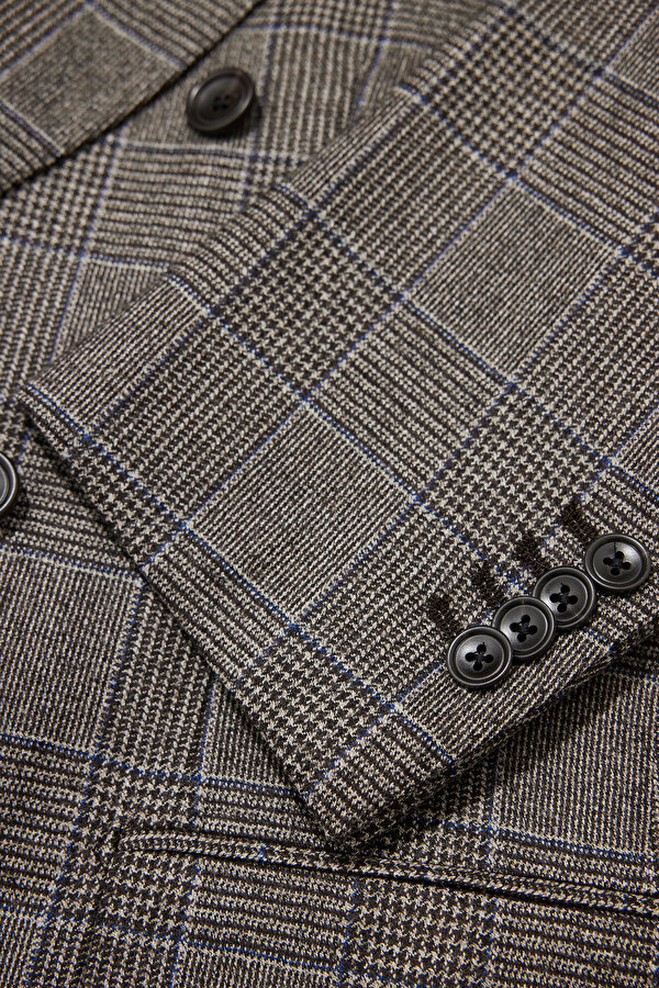 BROWN SURPLICE NECKLINE (CROSS-OVER NECKLINE) WOOL/CASHMERE SUIT 12
