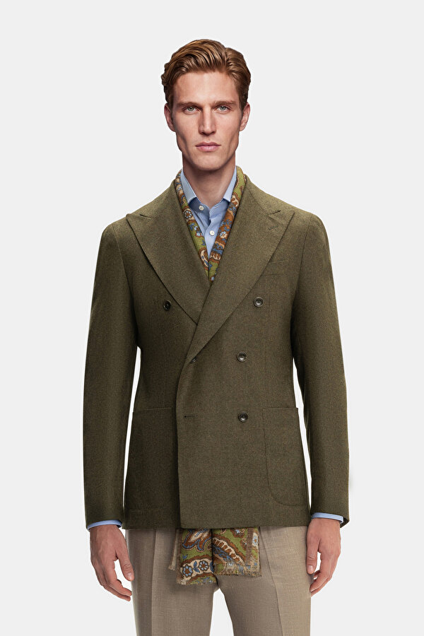 DARK GREEN SURPLICE NECKLINE (CROSS-OVER NECKLINE) JACKET