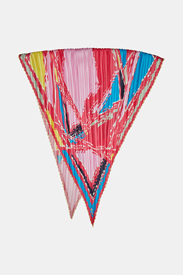 PEMBE GEOMETRİK DESENLİ TWILL EŞARP