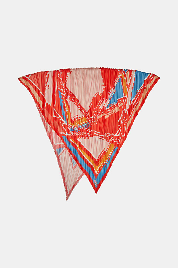 NAR ÇİÇEĞİ GEOMETRİK DESENLİ TWILL EŞARP