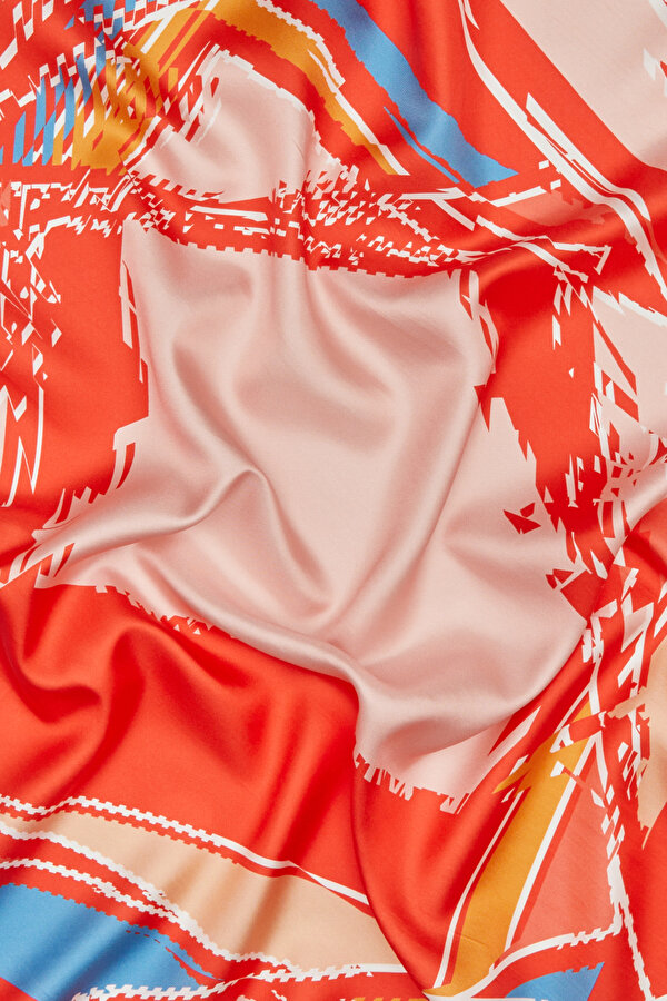 NAR ÇİÇEĞİ GEOMETRİK DESENLİ TWILL EŞARP 2