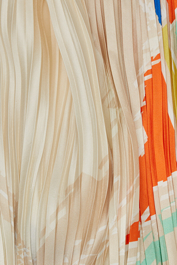 EKRU GEOMETRİK DESENLİ TWILL EŞARP 2