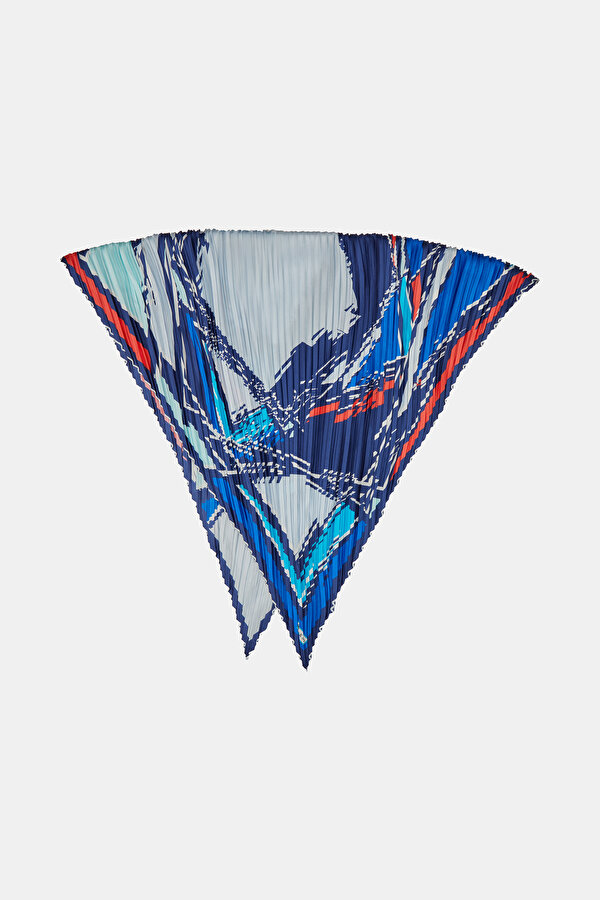 LACİVERT GEOMETRİK DESENLİ TWILL EŞARP