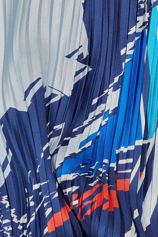 LACİVERT GEOMETRİK DESENLİ TWILL EŞARP 2