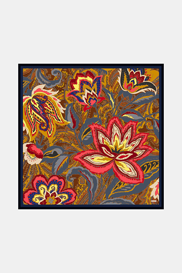 ÇİÇEK DESENLİ TWILL İPEK EŞARP