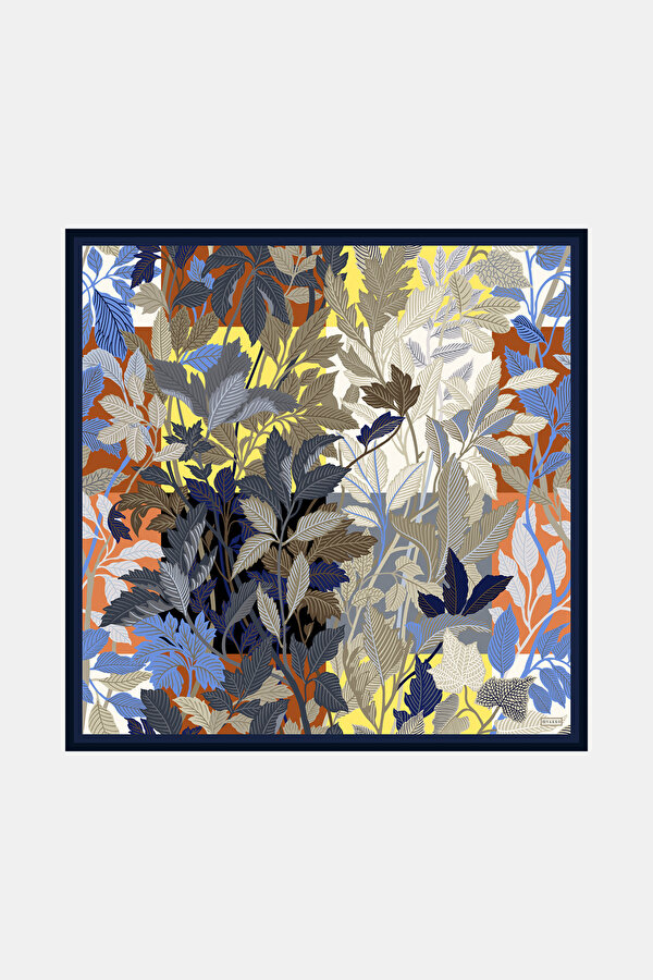 DARK BEIGE FLORAL PATTERN TWILL SCARF