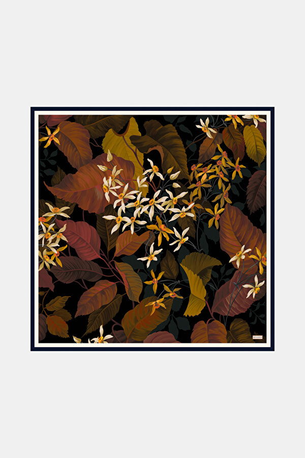 ÇİÇEK DESENLİ TWILL İPEK EŞARP
