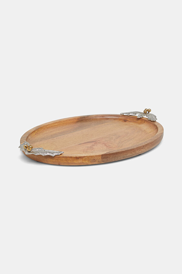 BÖĞÜRTLEN DETAYLI OVAL AHŞAP TABAK
