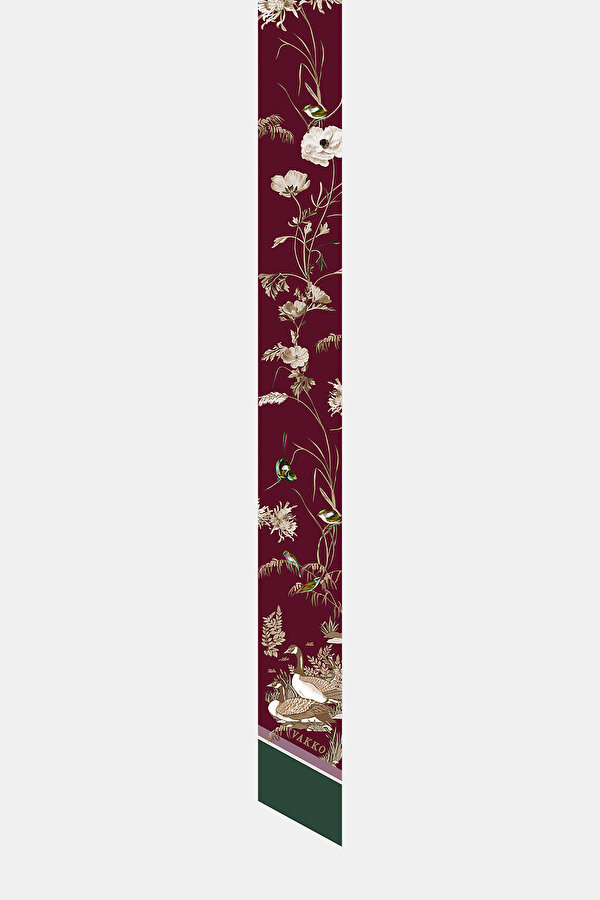 ÇİÇEK DESENLİ TWILL İPEK FULAR