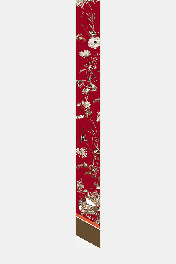 ÇİÇEK DESENLİ TWILL İPEK FULAR