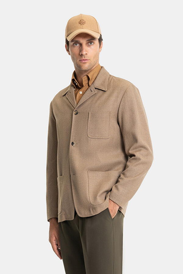 BEIGE WOOL/SILK COAT