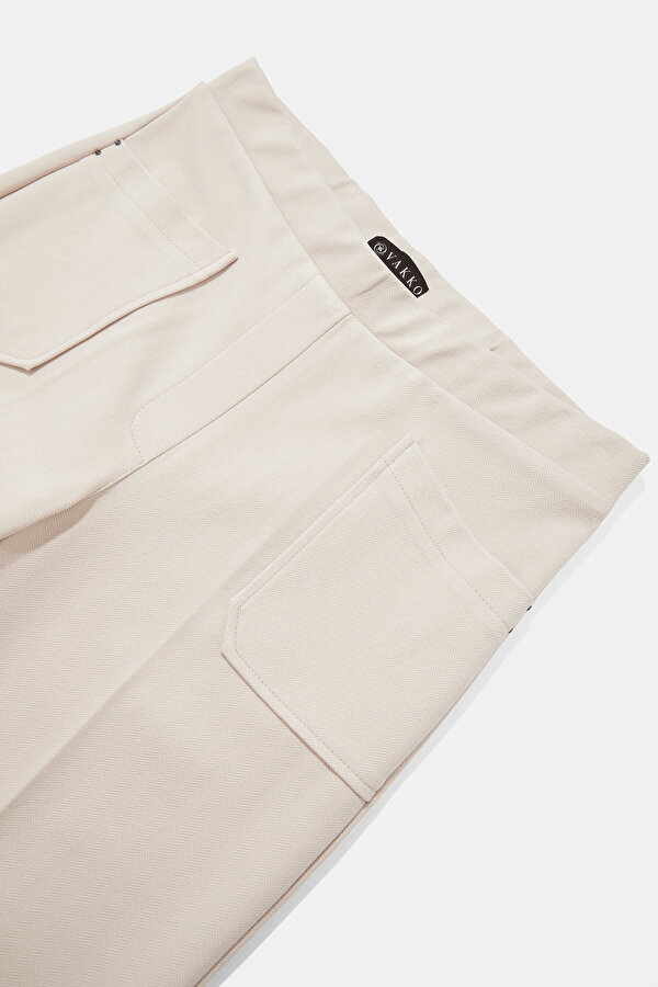 BEIGE STRAIGHT CUT TROUSERS 6