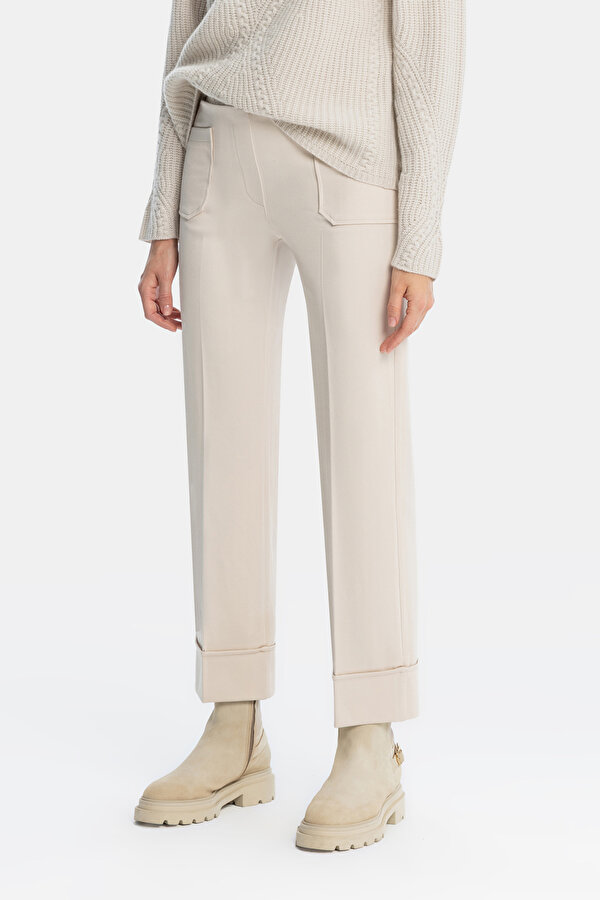 BEIGE STRAIGHT CUT TROUSERS 2