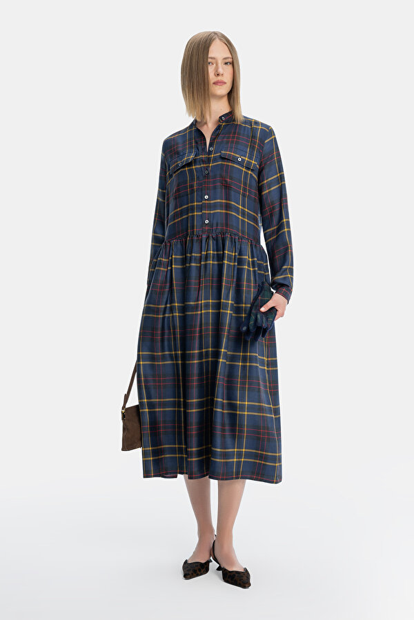 NAVY BLUE LONG SLEEVE MIDI DRESS