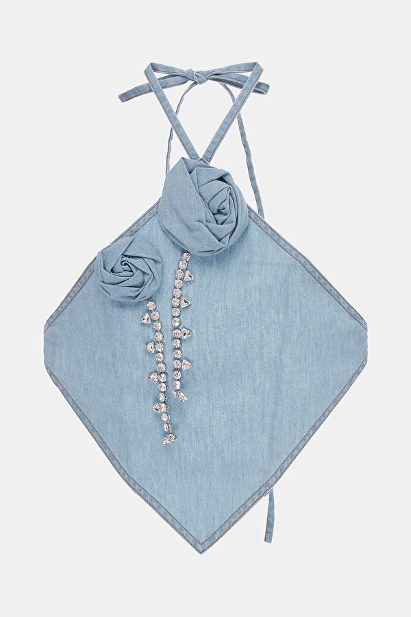 LIGHT BLUE SLEEVELESS SUSPENDER BLOUSE