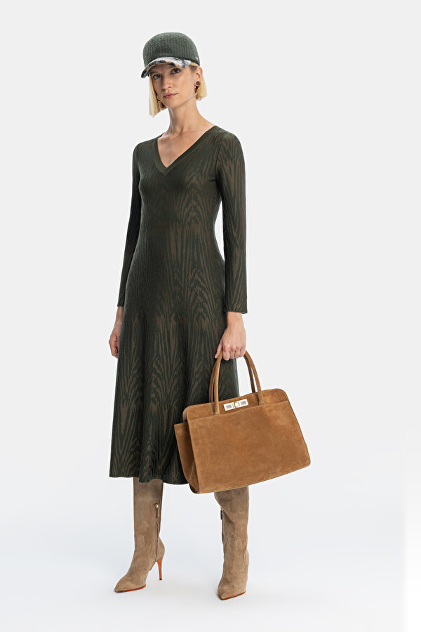 KHAKI LONG SLEEVE DRESS