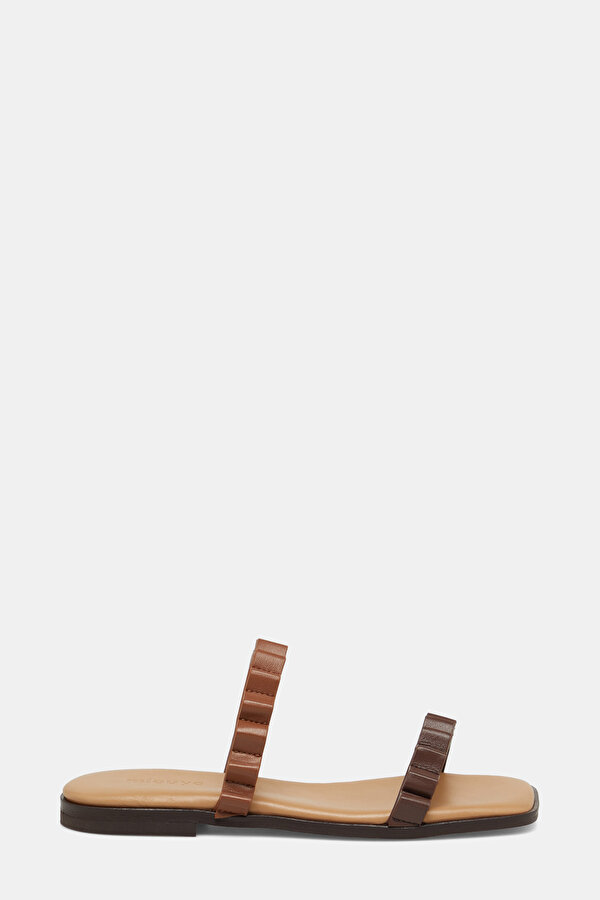 BROWN LEATHER SLİPPER
