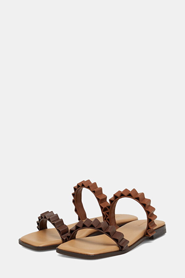 BROWN LEATHER SLİPPER 2