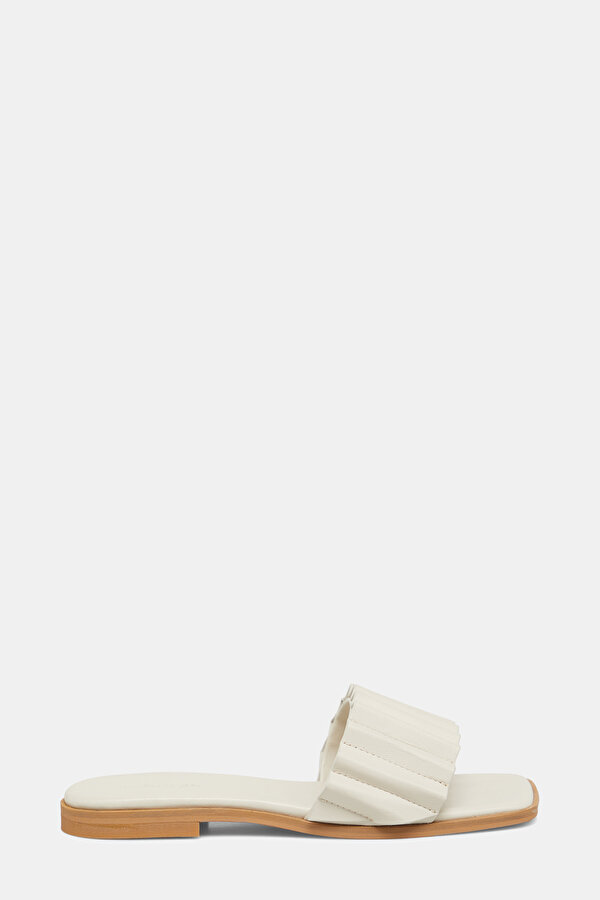 ECRU LEATHER SLİPPER