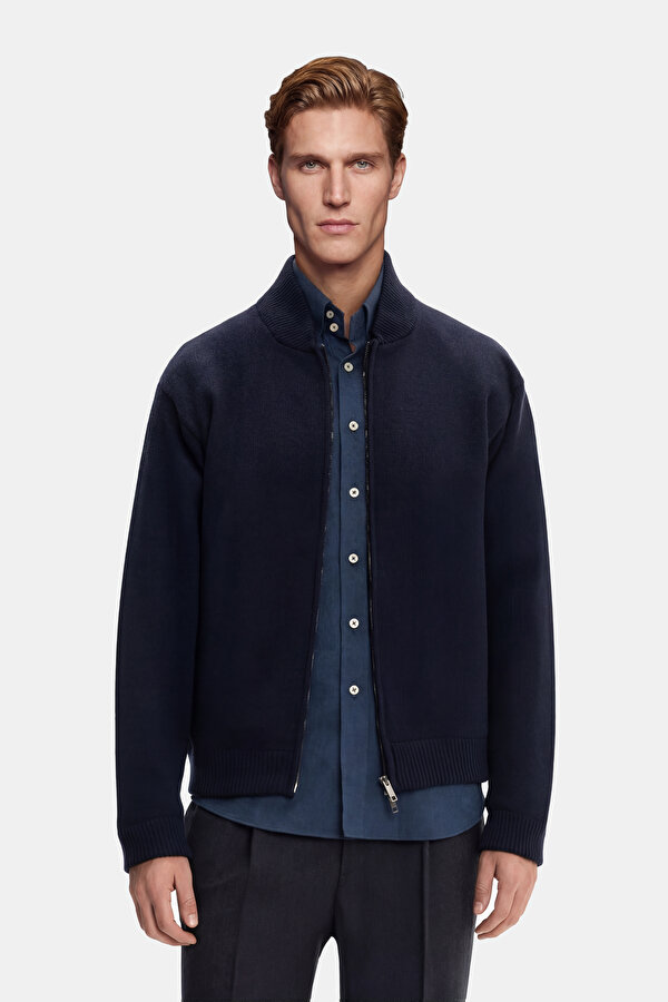 NAVY BLUE WOOL/CASHMERE COAT