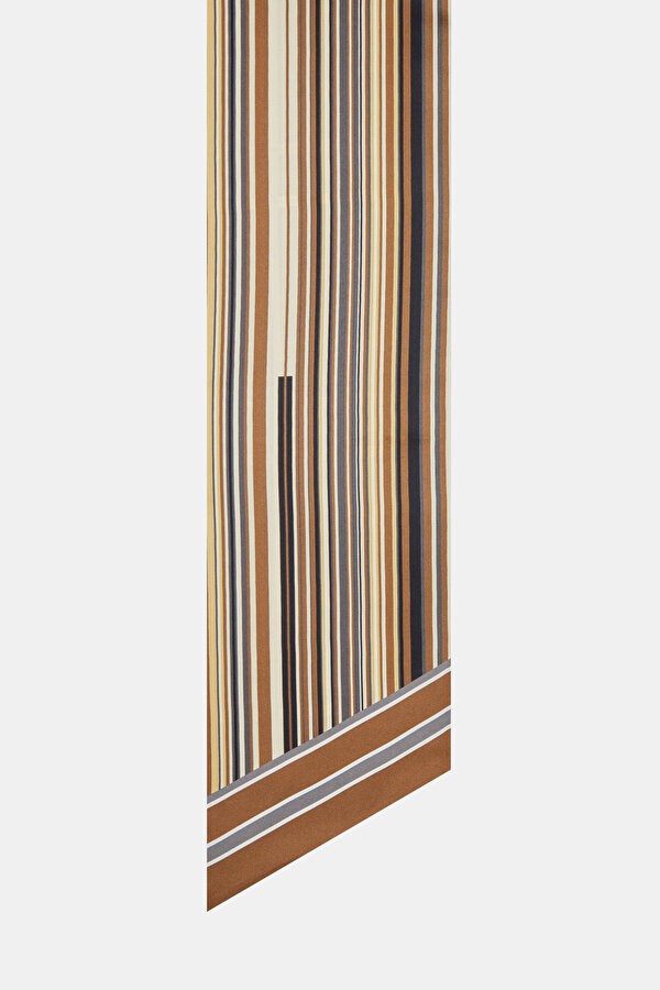 KAHVE GEOMETRİK DESENLİ TWILL FULAR 2