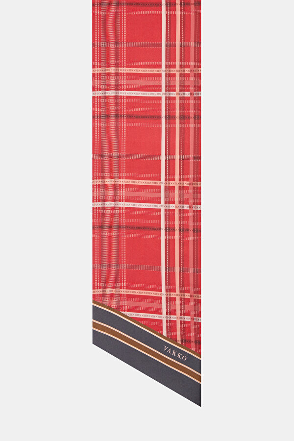 FUŞYA GEOMETRİK DESENLİ TWILL FULAR
