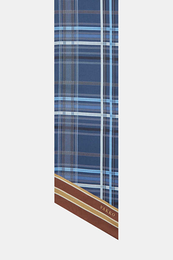 BROWN GEOMETRIC DESIGN TWILL FOULARD