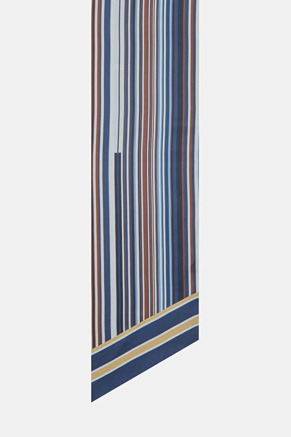 BROWN GEOMETRIC DESIGN TWILL FOULARD 2