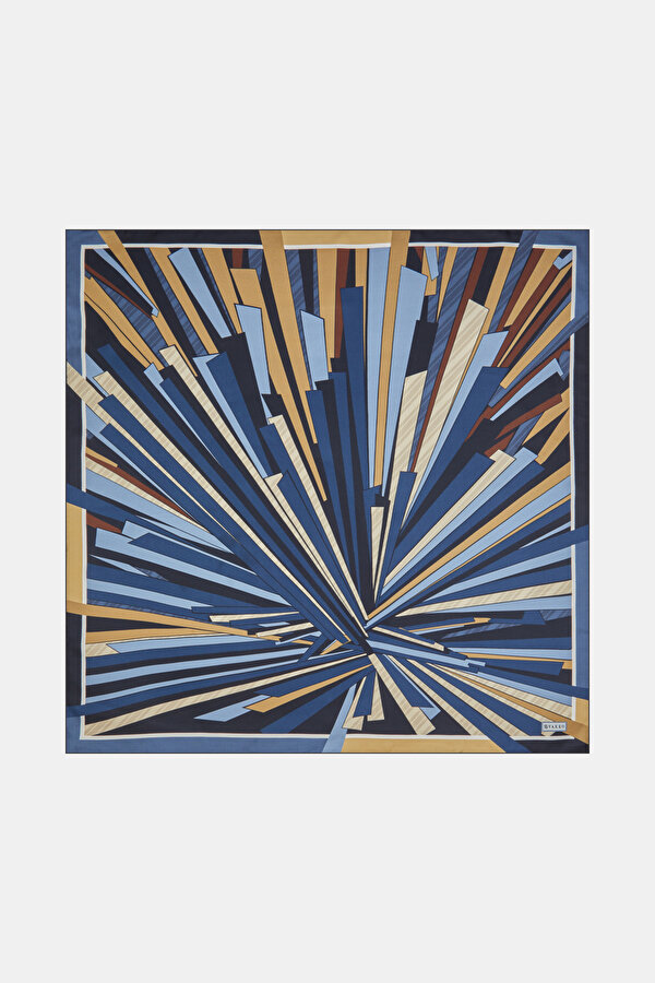 LACİVERT GEOMETRİK DESENLİ TWILL GAVROŞ