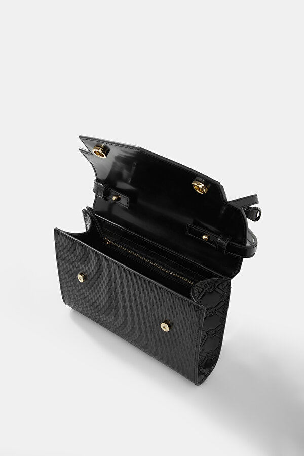 BLACK MONOGRAM LEATHER BAG 7
