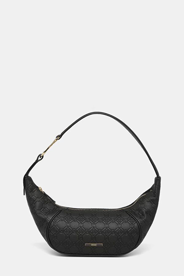 BLACK MONOGRAM LEATHER BAG