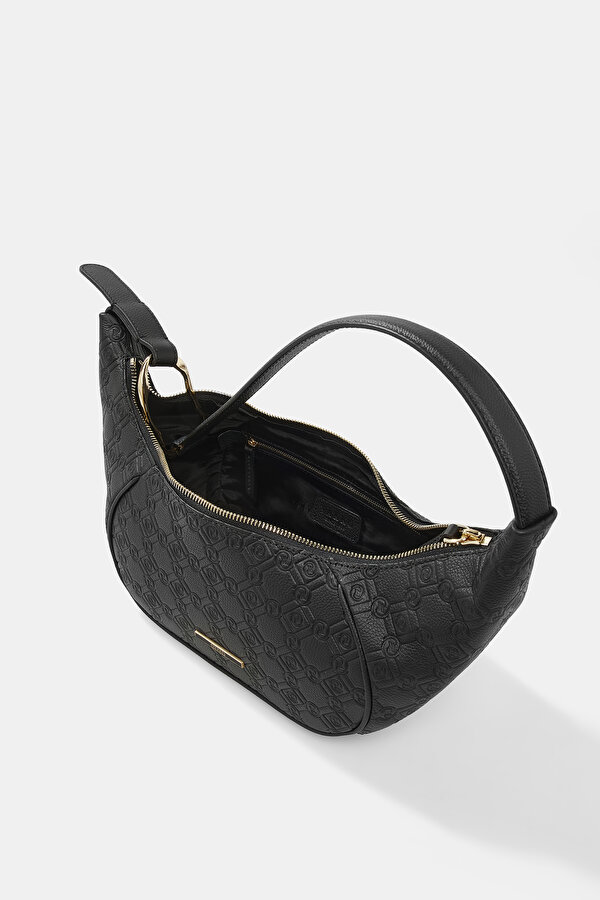 BLACK MONOGRAM LEATHER BAG 6