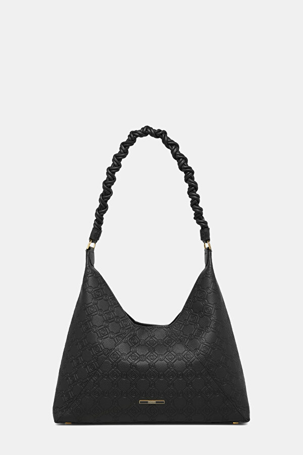 BLACK MONOGRAM LEATHER BAG