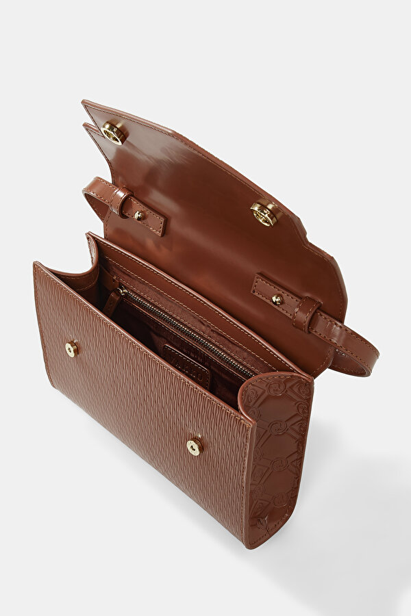 TAN MONOGRAM LEATHER BAG 7